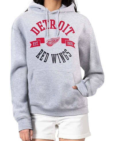G-iii 4Her by Carl Banks Women's Heather Gray Detroit Red Wings City Graphic Fleece Pullover Hoodie
