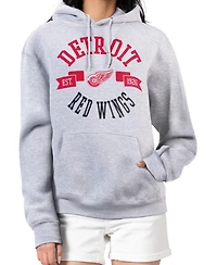 G-iii 4Her by Carl Banks Women's Heather Gray Detroit Red Wings City Graphic Fleece Pullover Hoodie