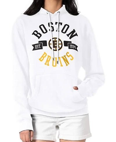 G-iii 4Her by Carl Banks Women's White Boston Bruins City Graphic Fleece Pullover Hoodie