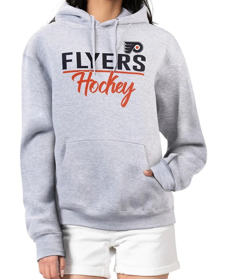 G-iii 4Her by Carl Banks Women's Heather Gray Philadelphia Flyers Team Sport Tri-Blend Fleece Hoodie