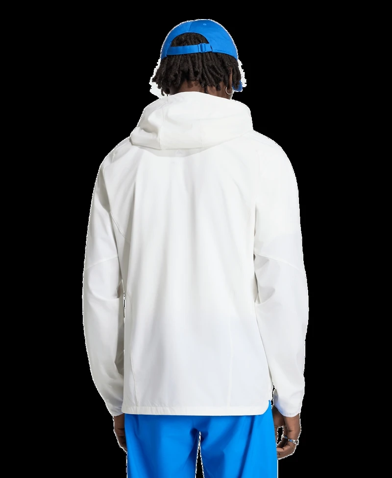 Adidas Men's White San Diego Fc Tiro Travel Full-Zip Hooded Windbreaker