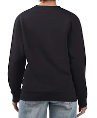 G-iii 4Her By Carl Banks Women's Black Atlanta Hawks Flowers Team Logo Graphic Fleece Crewneck Pullover Sweatshirt