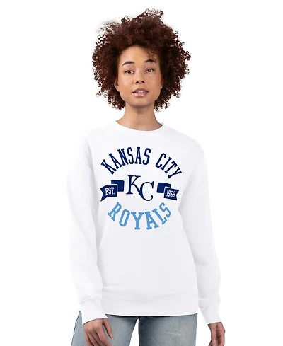 G-iii 4Her by Carl Banks Women's White Kansas City Royals Team Logo Fleece Pullover Sweatshirt