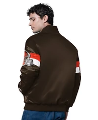 Starter Men's Brown Cleveland Browns Triple Option Satin Varsity Full-Snap Jacket