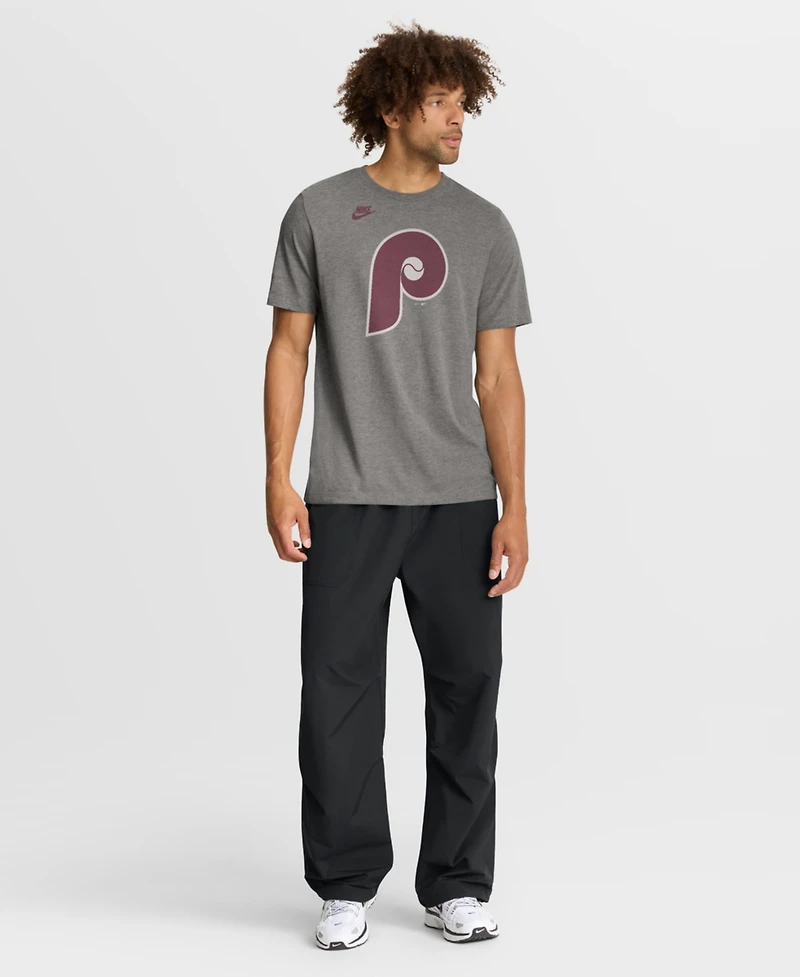 Nike Men's Heather Charcoal Philadelphia Phillies Cooperstown Logo Tri-Blend T-Shirt