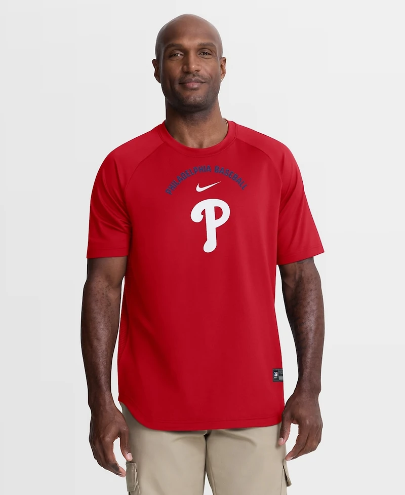 Nike Men's Red Philadelphia Phillies Authentic Collection Batting Practice Pre-Game Raglan Dri-fit T -Shirt