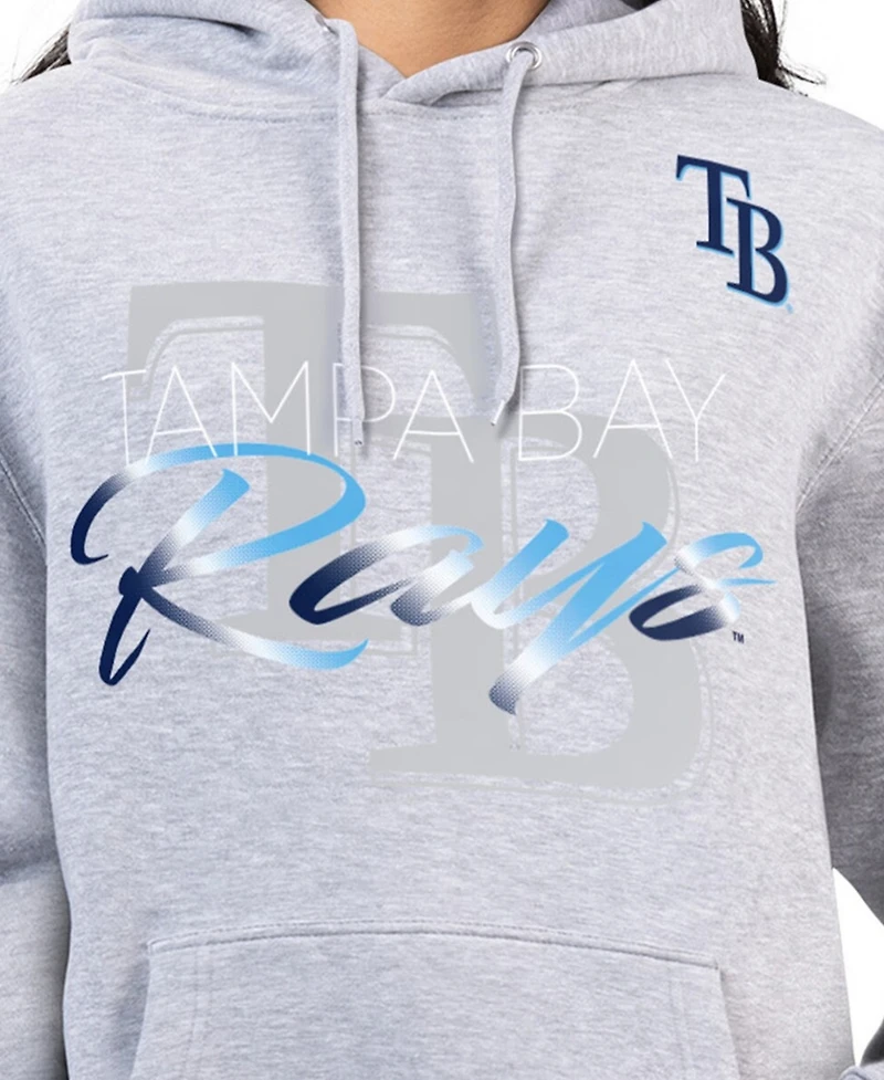 G-iii 4Her by Carl Banks Women's Heather Gray Tampa Bay Rays Shadow Logo Graphic Pullover Hoodie