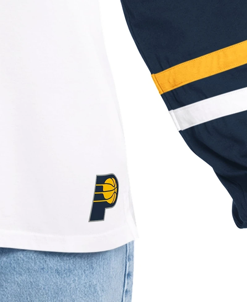 G-iii 4Her by Carl Banks Women's White/Navy Indiana Pacers Key Player Oversized Hooded Long Sleeve T-Shirt