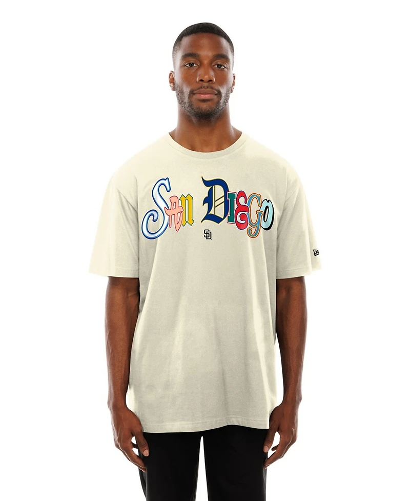 New Era Men's Cream San Diego Padres Ransom Note Oversized T-Shirt