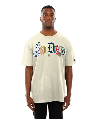 New Era Men's Cream San Diego Padres Ransom Note Oversized T-Shirt