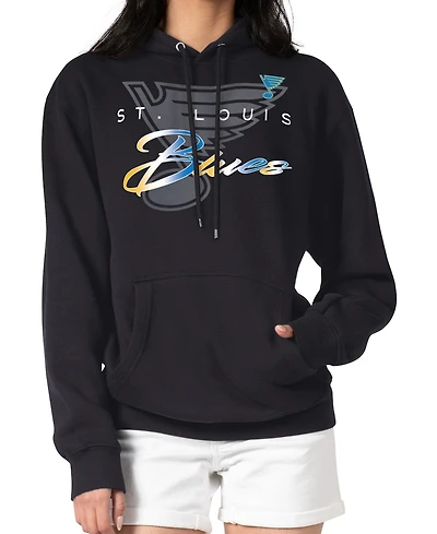 G-iii 4Her by Carl Banks Men's Black St. Louis Blues Shadow Logo Fleece Pullover Hoodie