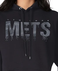 G-iii 4Her by Carl Banks Women's Black New York Mets Metallic Drop Fleece Hoodie