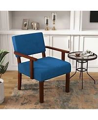 Costway Mid-Century Linen Accent Chair Living Room Chair with Soft Padded Seat and Backrest