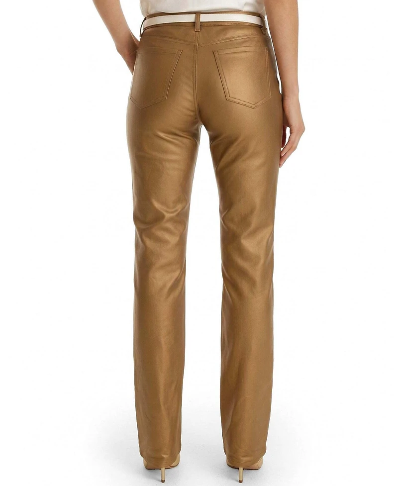 The Noli Shop Women's Aria Coated Flare Jean Metallic