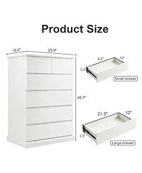Rainsken 6 Drawers Dresser for Bedroom, with Concealed Handles, Vertical Wood Storage Cabinet, Tall Dresser for Bedroom, Living Room, Entryway
