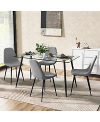 Gymax Modern Glass Dining Table Rectangular Room with Metal Legs For Kitchen