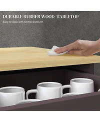 Flynama Coffee Sideboard with Solid Wood Countertop and Adjustable Shelf