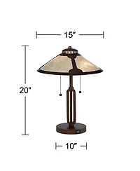Franklin Iron Works Samuel 20" Tall Mission Desk Table Lamps with Usb Charging Port, Set of 2