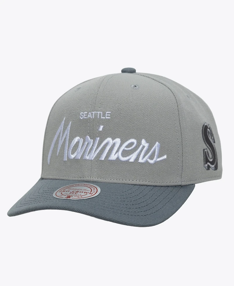 Mitchell & Ness Men's Gray Seattle Mariners Cooperstown Thunderstorm Head Coach Pro-Crown Adjustable Hat