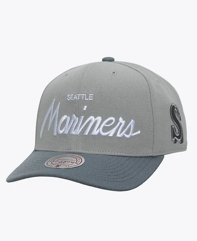 Mitchell & Ness Men's Gray Seattle Mariners Cooperstown Thunderstorm Head Coach Pro-Crown Adjustable Hat