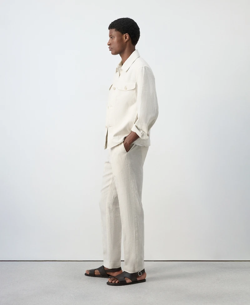 Mango Men's Linen Striped Pants