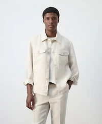 Mango Men's Linen Striped Blazer