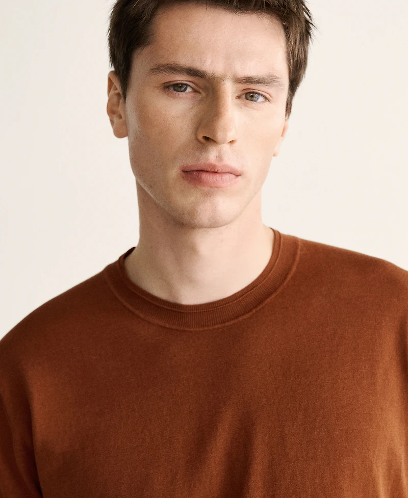 Mango Men's Cotton Fine-Knit T-Shirt