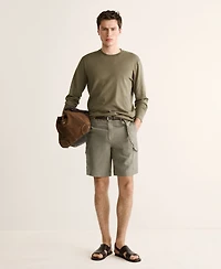 Mango Men's Cargo Linen 9.06" Bermuda Shorts