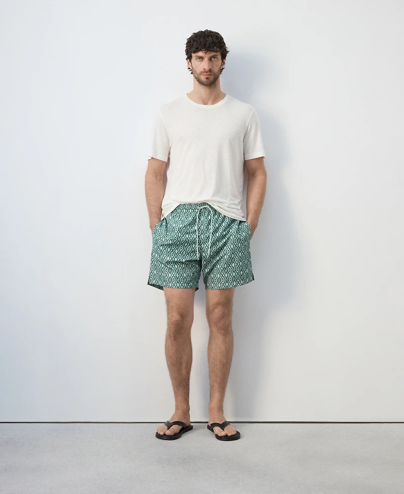 Mango Men's Drawstring Printed Swim Trunks