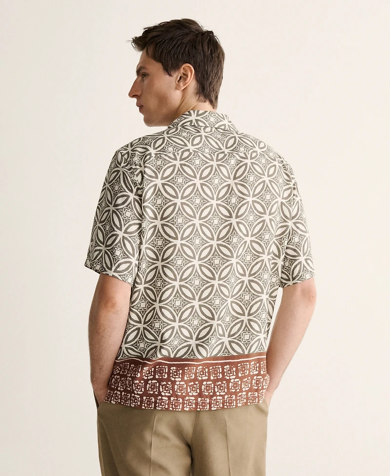 Mango Men's Printed Bowling Shirt