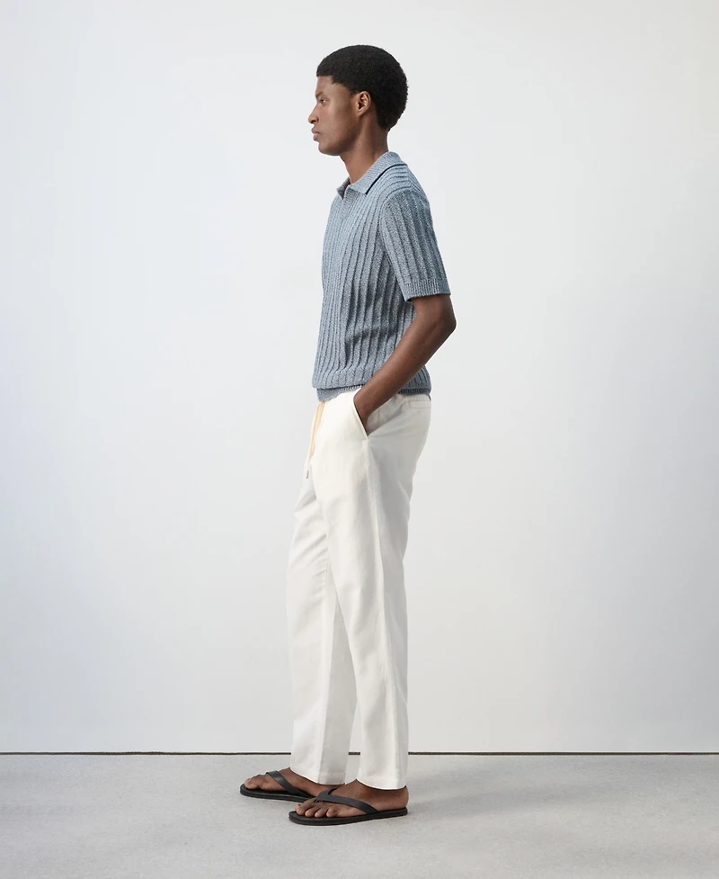 Mango Men's Cotton Fine-Knit Polo Shirt