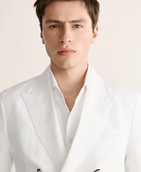 Mango Men's Slim-Fit Linen-Blend Double-Breasted Blazer