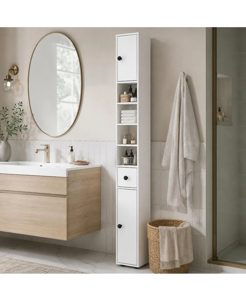Phying 71 Inch Bathroom Storage Cabinet Freestanding Organizer With Adjustable Inner Shelves Multifunctional Slim Floor Cabinet For Bathroom