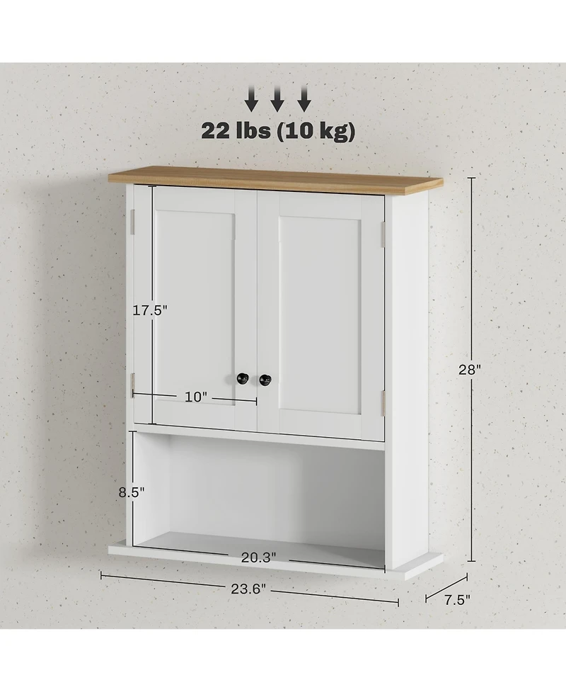 Busdays Wall Mounted Bathroom Cabinet Modern with 2 Doors and Adjustable Shelf