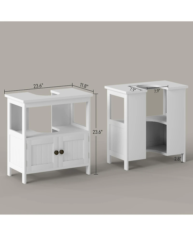 Busdays Pedestal Sink Storage Cabinet Bathroom Under Sink Cabinet with 2 Doors and Open Shelf Vanity