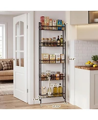 homfan Slim Space-Saving 5-Tier Bathroom Shelf - Tall Narrow Freestanding Storage Rack with Anti-Slip Base - for Behind Door, Kitchen, Laundry Room