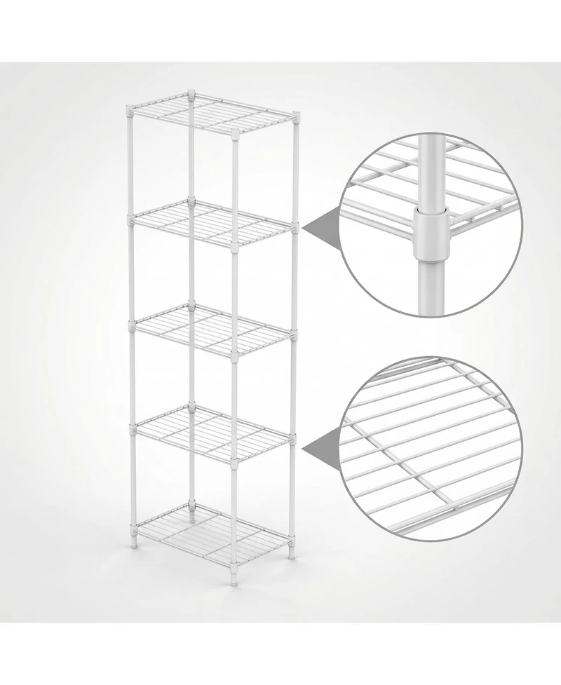 homfan 5 Tier Bathroom Shelf, 55 Inch Metal Bathroom Storage Cabinet with Adjustable Shelves for Small Spaces