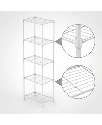 homfan 5 Tier Bathroom Shelf, 55 Inch Metal Bathroom Storage Cabinet with Adjustable Shelves for Small Spaces