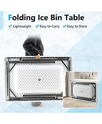 Sugift 4 feet Folding Ice Bin Table with Skirt and Ice Bucket