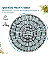 Sugift 24 in Round Patio Bistro Table with Ceramic Tile Mosaic Tabletop