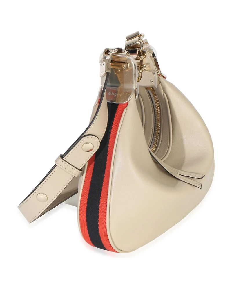 Pre-Owned Gucci Beige Smooth Calfskin Web Small Attache Shoulder Bag