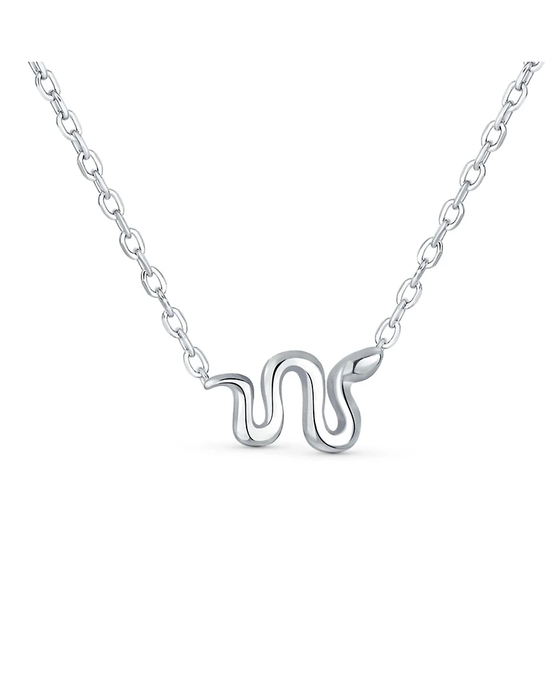 Bling Jewelry Garden Crawler Reptile Snake Pendant Necklace and Stud Earring Jewelry Set .925 Sterling Silver
