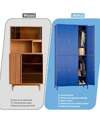 Boyel Living 6-Door Metal Locker with Business Card Holders and Hooks, Vented Employee Storage Cabinet for Gym Office