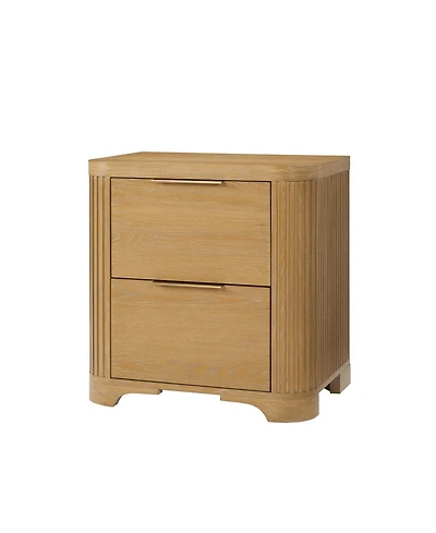 Hulala Home Rosalie 26''W Modern 2-Drawer Fluted End Table with Power Outlet
