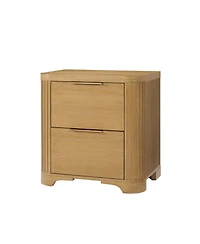 Hulala Home Rosalie 26''W Modern 2-Drawer Fluted End Table with Power Outlet