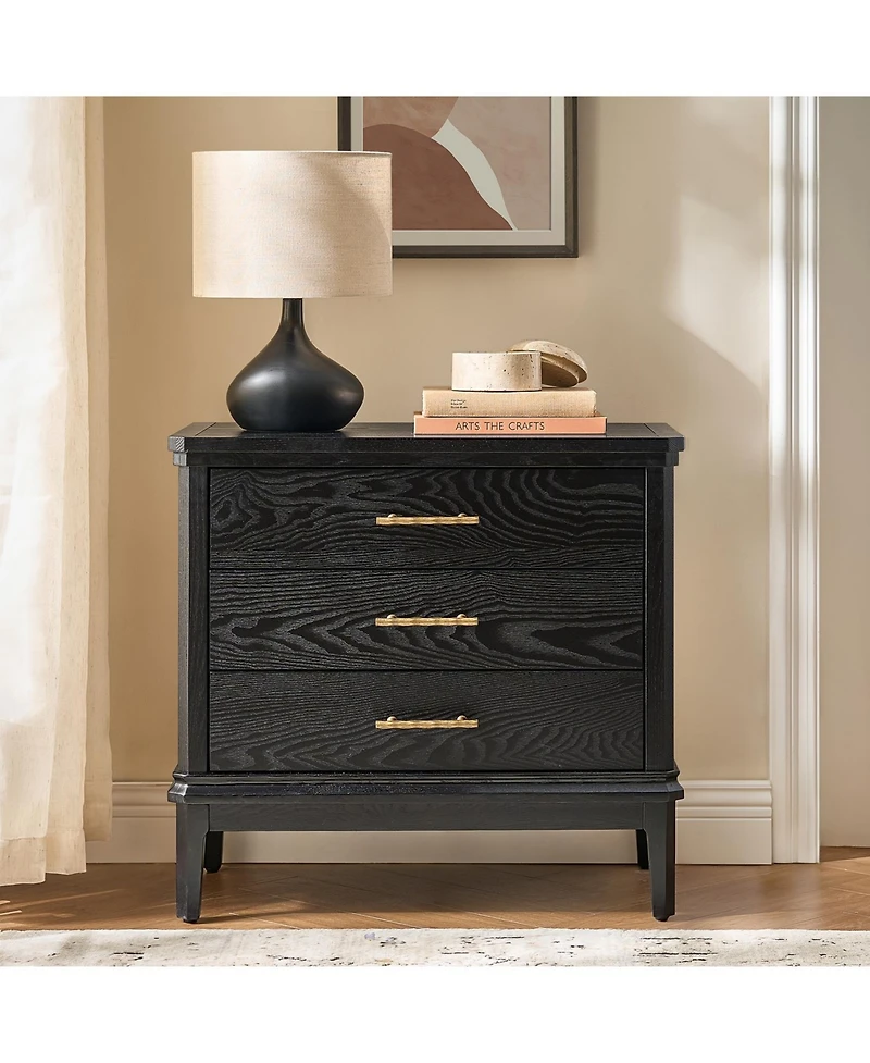 Hulala Home Rosalie Transitional 26"Tall 3-Drawer End Table with Built-in Charging Station