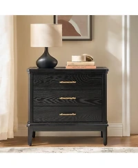 Hulala Home Rosalie Transitional 26"Tall 3-Drawer End Table with Built-in Charging Station