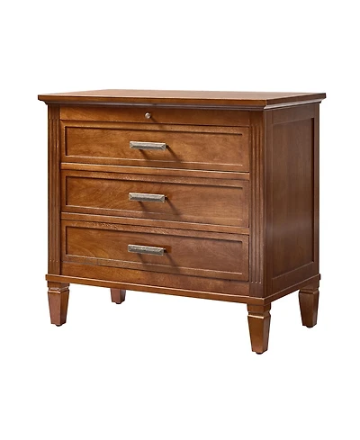 Hulala Home Launcelot Eliseo Transitional 3 Drawers End Table with Built-In Outlets Usb Type C