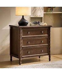 Hulala Home Nicola 3-Drawer Transitional 28''W Curved End Table with Charging Station