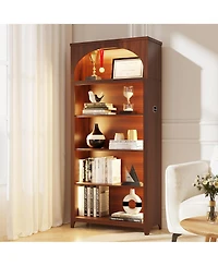 Vlsrka 5-Tier Wooden Bookshelf with Led Lights